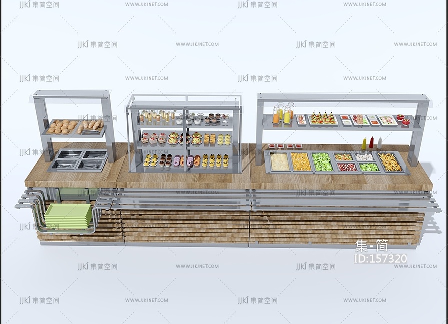 现代自助餐厅 自助餐柜3D模型