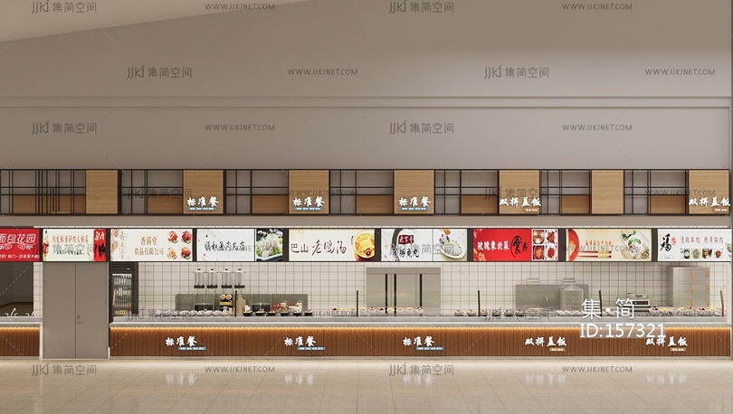 现代食堂档口_自助餐食堂3D模型