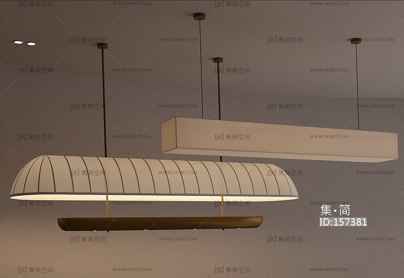 现代长形吊灯_异形吊灯长条吊灯3D模型(2021)