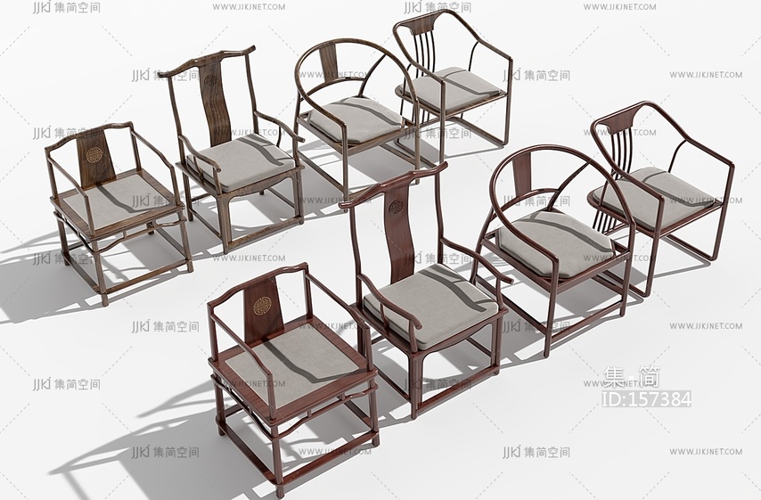 新中式单椅_圈椅_餐椅_休闲椅_太师椅_椅子中式古典家具红木家具椅子3D模型(2021)