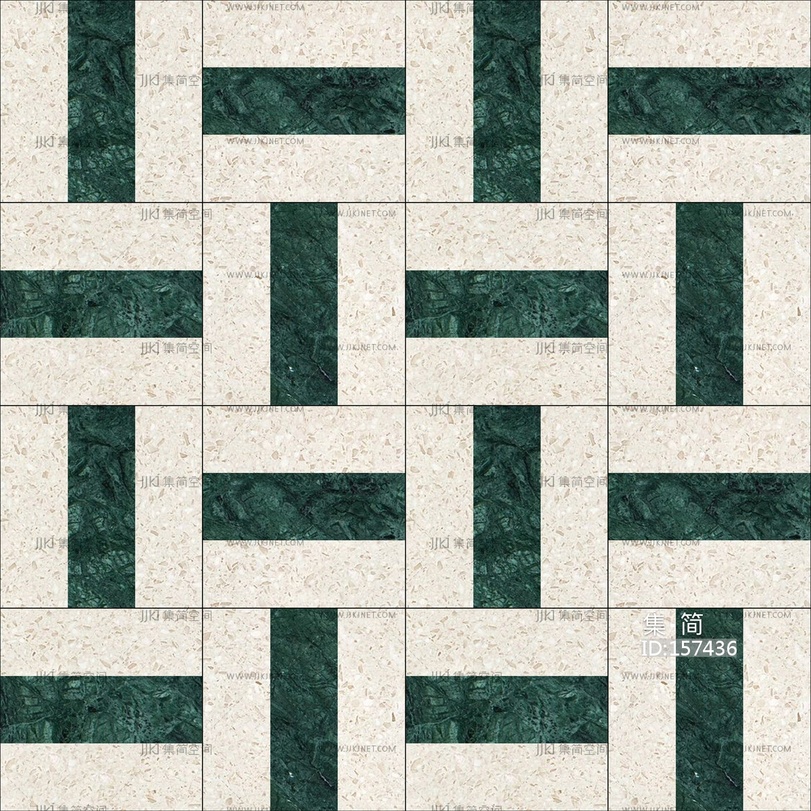 绿色格子砖石材拼花贴图 (2)