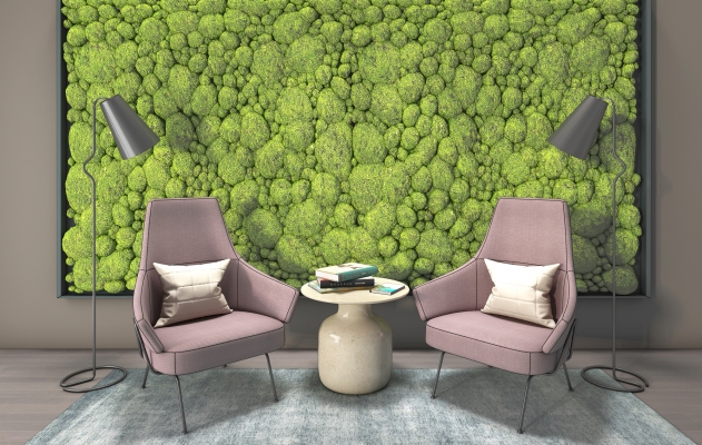 绿苔植物墙休闲椅组合