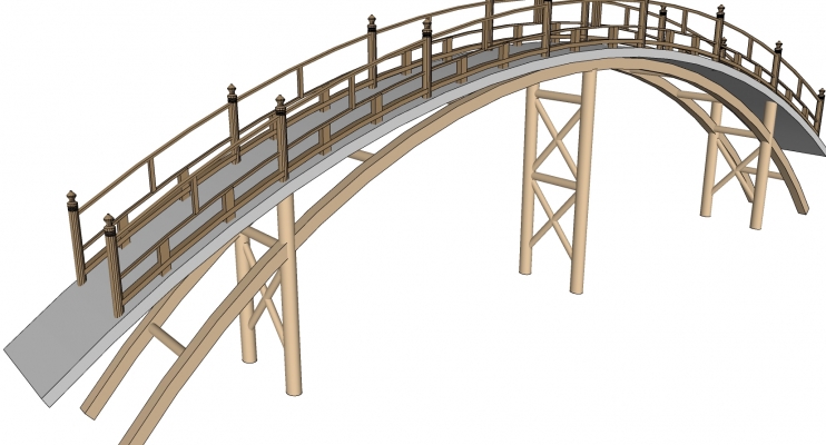 68中式木栈道拱桥木桥