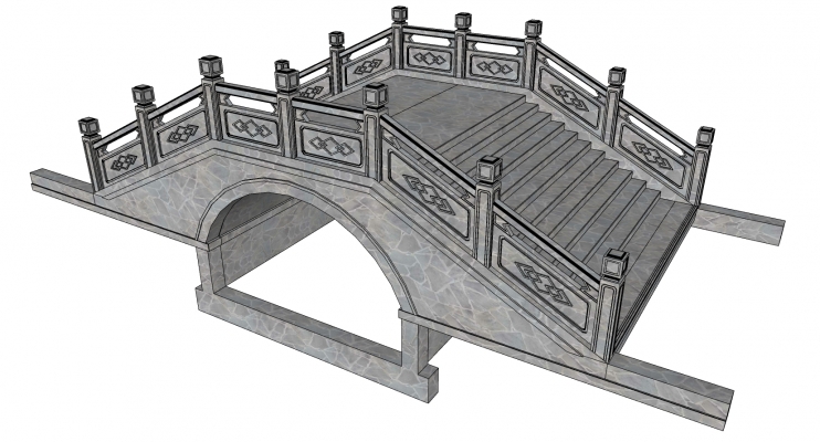 03中式玉石栏杆户外景观桥中式石头拱桥 (3)