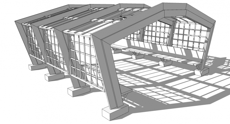 03现代钢结构玻璃连廊廊架遮阳棚