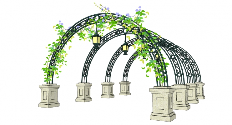 54欧式铁艺花架拱形门花门藤蔓植物