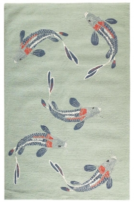 新中式鱼群图案地毯