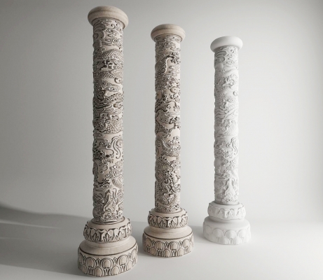 中式盘龙，龙纹柱子,龙纹雕刻石雕