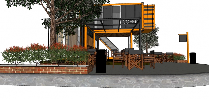 163工业风格咖餐厅 咖啡厅 咖啡房 集装箱改造 街角咖啡