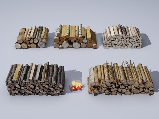 现代篝火，木头劈柴，柴火，柴火堆，，火堆