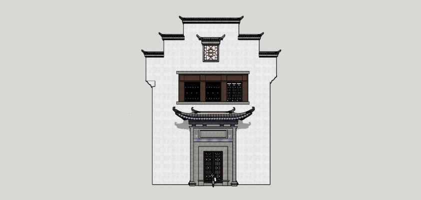 412中式风格门头门面 徽派马头墙门面，中式商街门面
