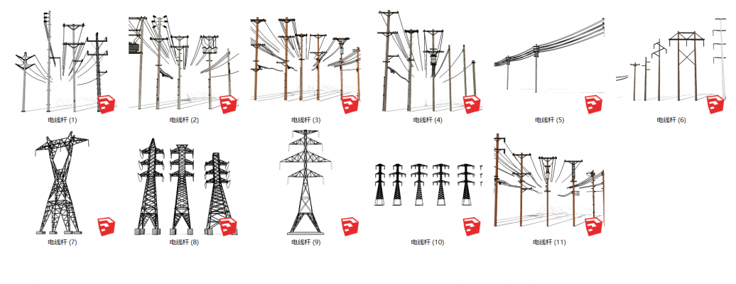 05高压输电线电力设施，现代风格电塔，信号塔，高压线塔 ，电力塔集合
