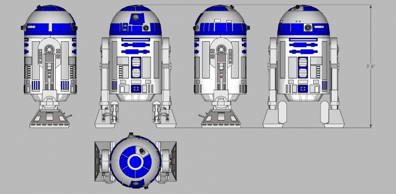 144星球大战-R2-D2-R2系列航天机械机器人 智能机器人 家居物品 智能家电 机器服务人