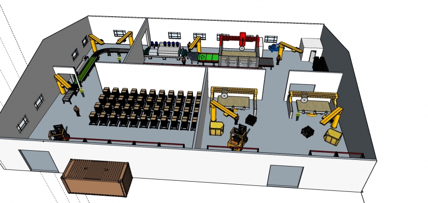 147伦敦石材工厂布局 机械 工地 机器  车间 自动化车间 机械臂 工作机器人