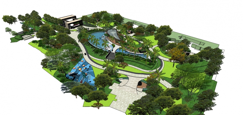 20热带小区景观 现代风格公园景观  现代风格花池 树池 树池坐凳  园林造景 广场绿地景观