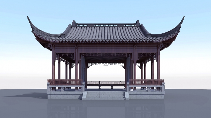  中式古建凉亭，水榭
