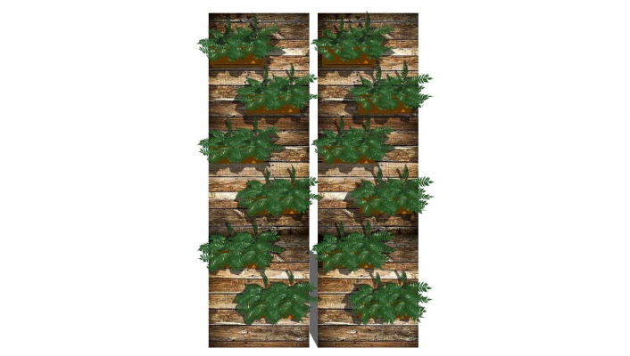  装饰植物 绿植墙 原木架子 组合  