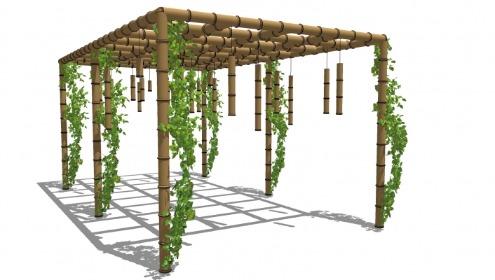  廊架遮阳棚竹简 藤蔓 绿植 装饰植物 