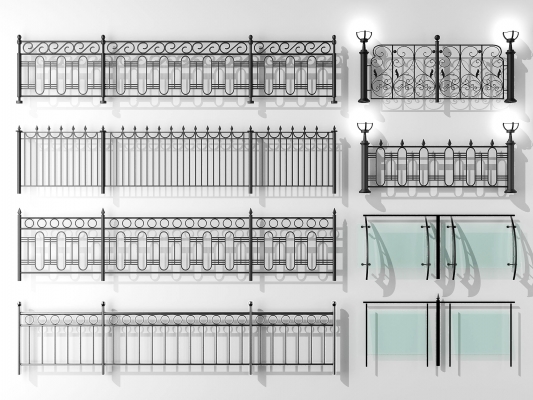  欧式铁艺玻璃护栏，围栏，栏杆扶手，