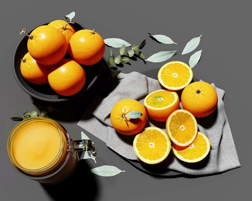  果汁橘子，果盘