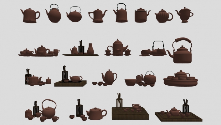  中式紫砂茶壶 茶杯  