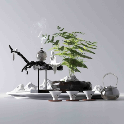  新中式禅意盆景盆栽摆件茶具，饰品茶壶茶杯 (1)
