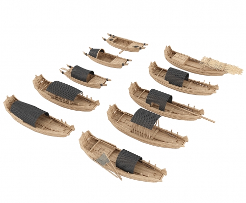  中式木船古船渔船扁舟，小木船