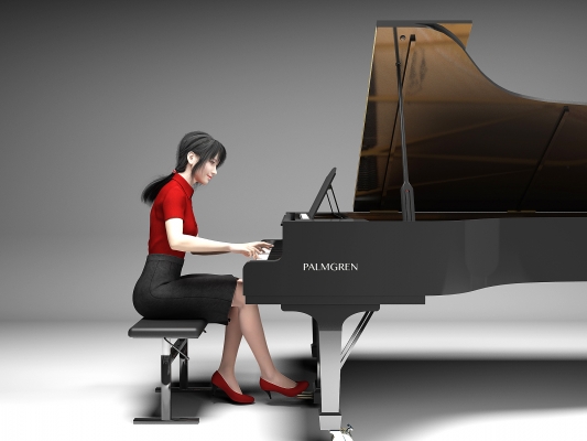  现代弹钢琴美女人物