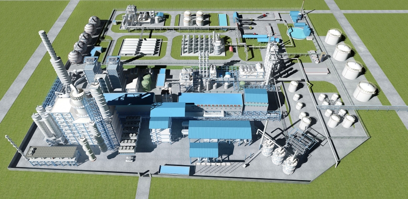  现代化工厂设备厂房建筑鸟瞰规划