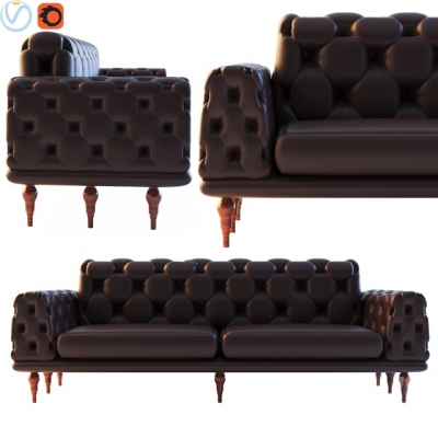  Flexform现代办公皮革双人沙发