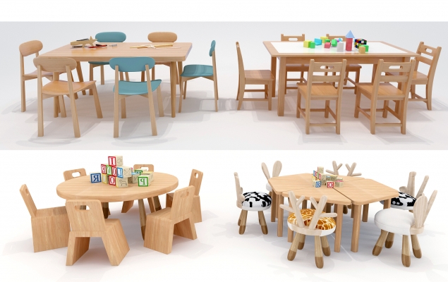  北欧儿童幼儿园课桌椅，玩具桌卡通造型桌椅