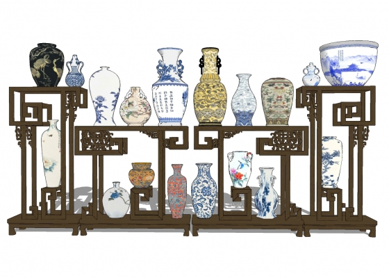 新中式陶瓷，青花瓷，器皿，鱼缸摆件