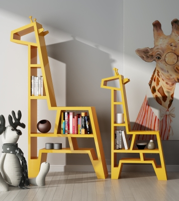  长颈鹿造型儿童书架，书柜玩具