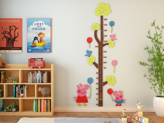  小猪佩奇儿童身高标尺，墙贴，玩具柜书柜a
