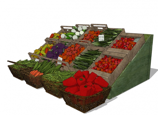 生鲜超市蔬菜水果货架，摊位-0