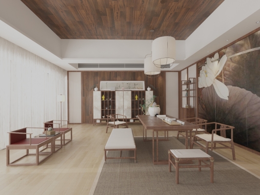 新中式茶室茶桌椅，中式实木家具