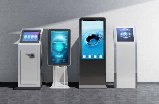 银行设备现代智能一体机展示机显示屏，自动取号机，