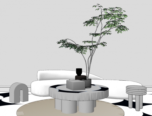 中式户外园艺石桌凳，弧形沙发