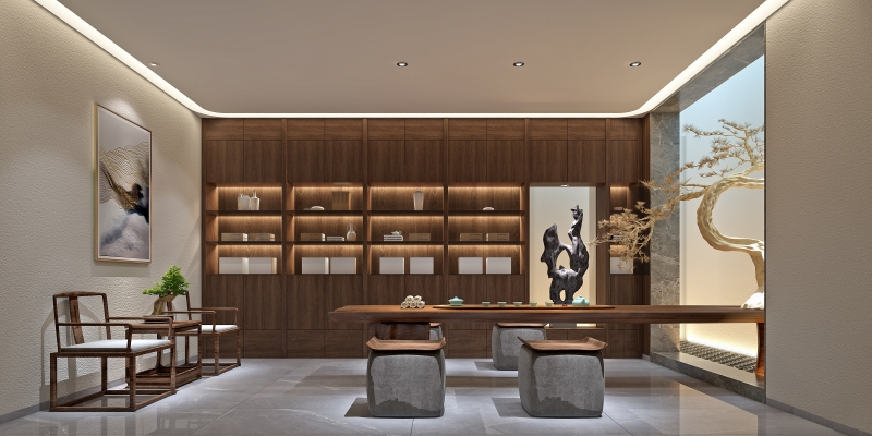 39新中式茶室，茶台茶桌椅，中式古典实木，红木椅子家具