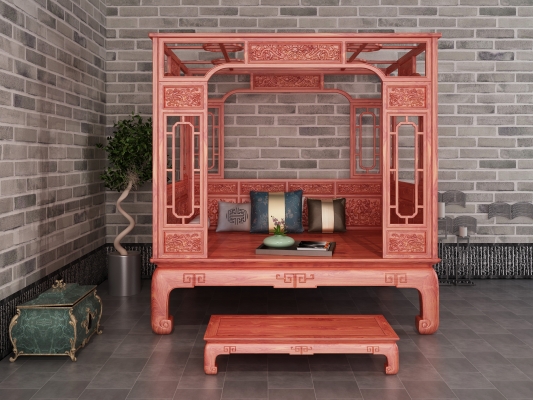 中式古典红木家具，木架子床
