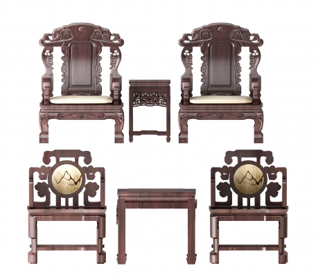 中式古典红木实木雕花家具太师椅