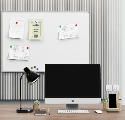 现代白板,苹果显示器，办公用品