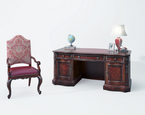 欧式古典实木书桌，