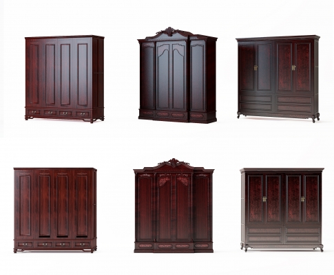 中式古典实木红木衣柜