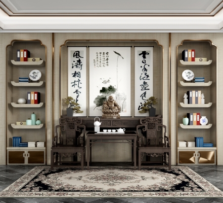 中式古典实木家具，太师椅，八仙桌组合