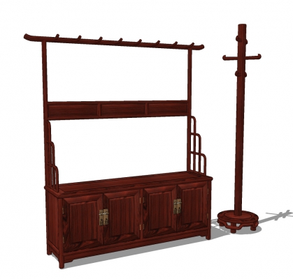 中式古典实木红木家具，衣架