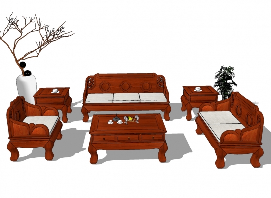 中式古典红木实木沙发组合