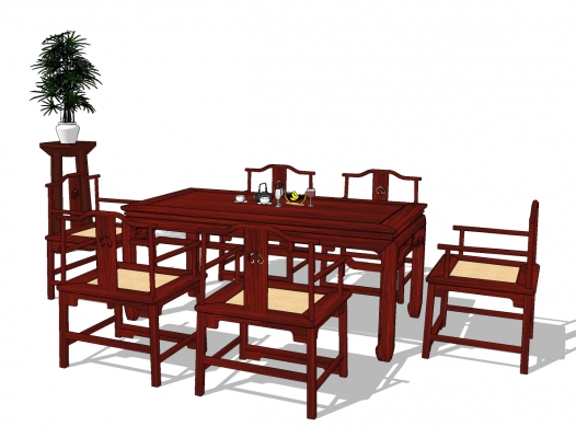 中式古典红木实木餐桌椅