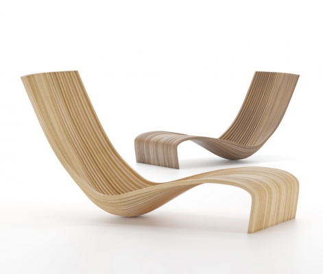 现代木质躺椅