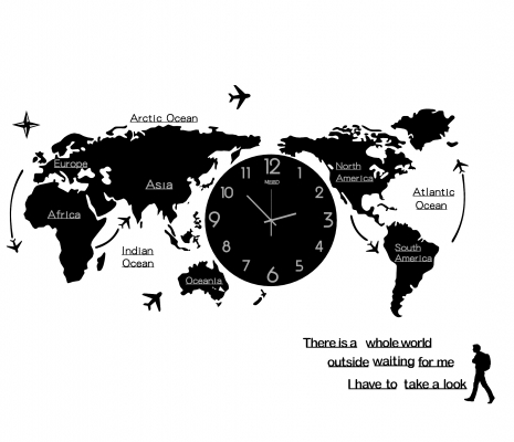 现代简约世界地图挂钟